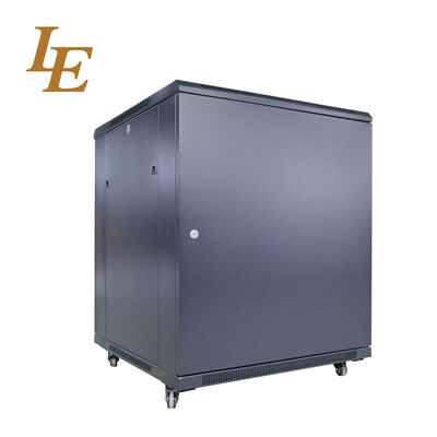 19Inch 18U 800mm Width 22U 600mm Width Tempered Glass Front Door and Solid Metal Rear Door with Handle Locks Racks RAL9004 Black RAL9005 Black Flat Packing