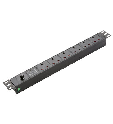 Industrial Power Distribution Unit UK Socket 1U Height Aluminium Alloy 8 Sockets & 6 Outputs 250V AC 13A