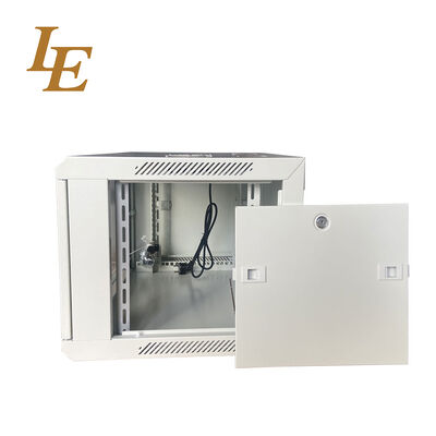 19 Inch RAL7035 600mm Wide 450mm Deep Wall Mounted Cabinet Tempered Glass Front Door with Decorative Strips Brush Cable Entry Available