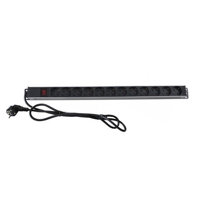 垂直アルミニウムPDU 12ウェイ EU/シュコ PDU ブラック 19インチ 水平 6ウェイ 8アウトレット シュコ ドイツタイプ 電源分配ユニット ITネットワークキャビネット スマートソケット PDU スイッチ付き 3x1.5mm² 2M ロング